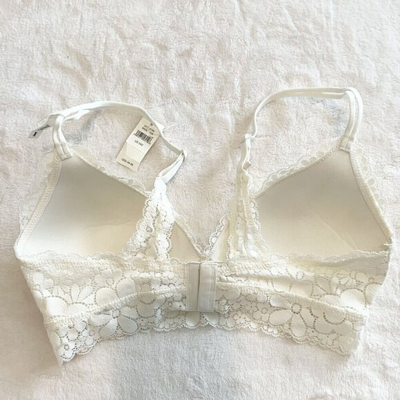 NWT Aerie Real Happy Wireless Lightly Lined Candy Lace Bra in Soft Muslin - 34C - Picture 6 of 8